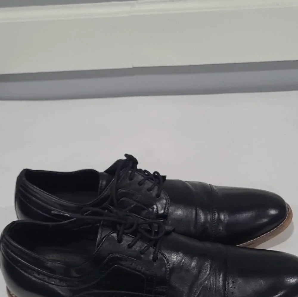 STACY ADAMS Classic Black Leather Cap-Toe Lace-Up Dress Shoes 10W